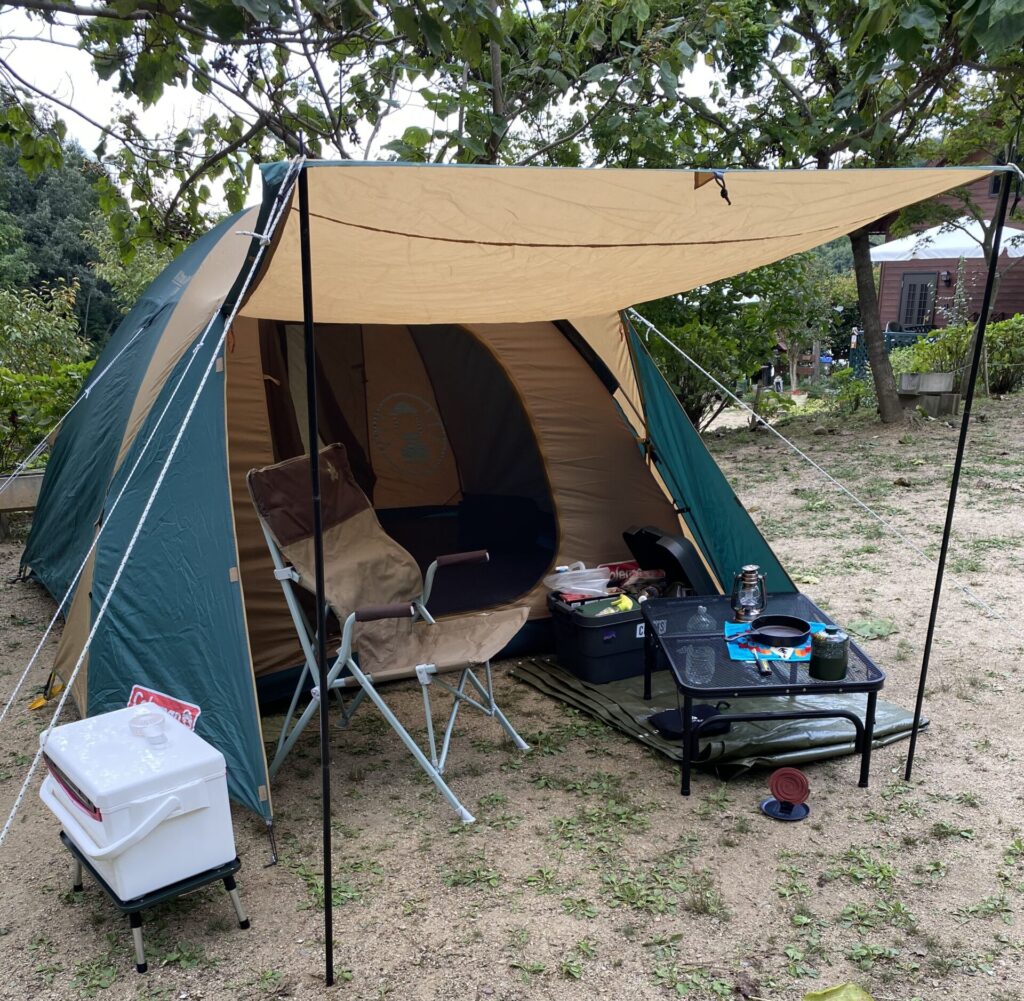 初めてのソロキャンプの最低限装備（テント・テーブル・チェアのレイアウト）